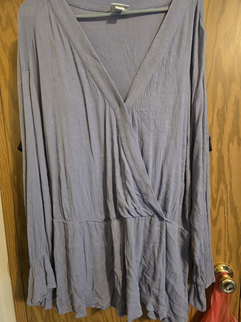 Ava & Viv Dusty Blue Textured Blouse